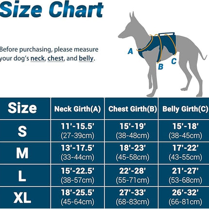 BELPRO Multi-Use Support Dog Harness, Escape Proof No Pull Reflective Adjustable Vest with Durable Handle, Dog Walking Harness for Big/Active Dogs (Blue, XL)