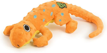 goDog Amphibianz Gecko Squeaky Plush Dog Toy, Chew Guard Technology - Orange, Large