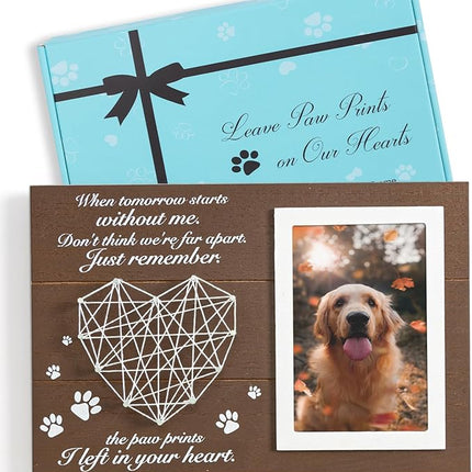 Pet Memorial Gifts, Pet Loss Memorial Frame Leave Paw Prints on our Hearts, Paw Prints Sympathy Frame Gift for Loss of Dog and Cat