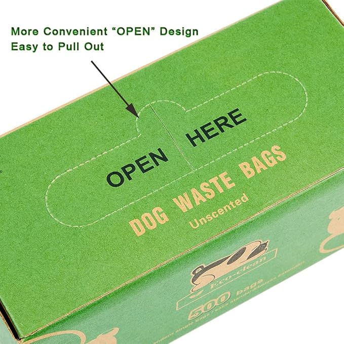 ECO-CLEAN Dog Poop Bags, 500 Count, Leak-Proof, Earth-Friendly, Tissue-Style Dispensing, Big Enough for All Pet Size, Keep Your Hands Safe