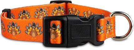 Limeloot Thanksgiving Dog Collar, Adjustable Fall Dog Collar in Small, Medium, and Large, Holiday Collar for Female and Male Dogs, Turkey, Medium