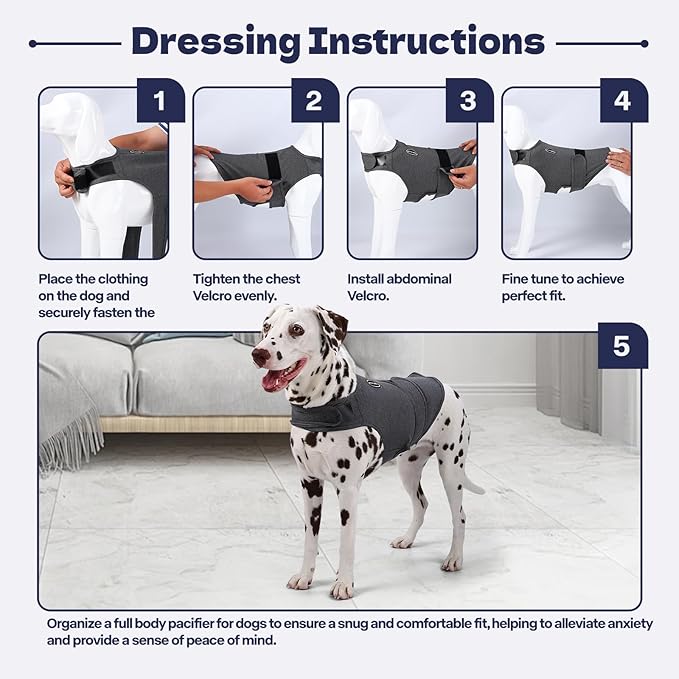 Dog Anxiety Vest and Shirt, Skin-Friendly Calming Shirt - Thunder Jacket for Pet Vet Visits - Dog Jacket for Thunder, Fireworks, Anti Anxiety Vest for Pet Without Medicine & Training