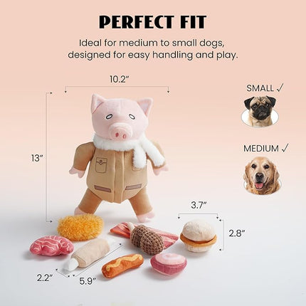 Nocciola Stuffed Pig Dog Toys: Funny Squeaky Crinkle Dog Chew Toys for Small Medium Breed, Plush Puzzle Cognitive Training Pet Enrichment Supplies, Hide and Seek Dog Christmas Stocking Stuffers