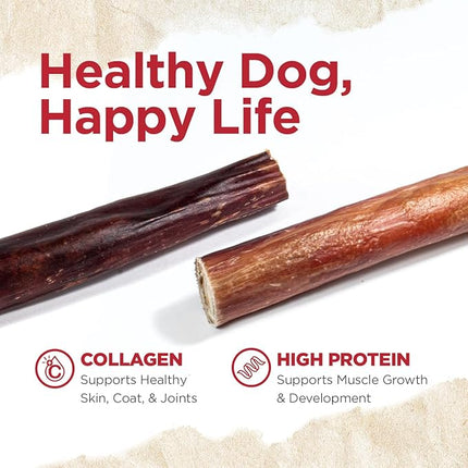 Natural Farm Power Bully Sticks Dog Chews (4”,16 Ounces), 2-in-1 Power Chews: Premium Beef Cheek Wrapped in Beef Pizzle, Double Chewing Time, Promotes Dental Health, Great for Small to Medium Dogs