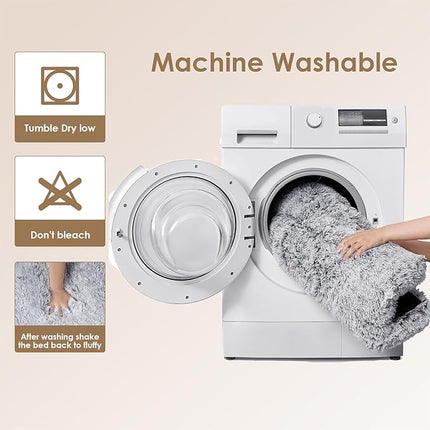 EHEYCIGA Fluffy Dog Crate Bed for Extra Large Dogs, Plush Faux Fur Pad, Calming Anti Anxiety XL Bed for Crate, Washable Soft Warm Dog Mat with Non-Slip Bottom, Grey