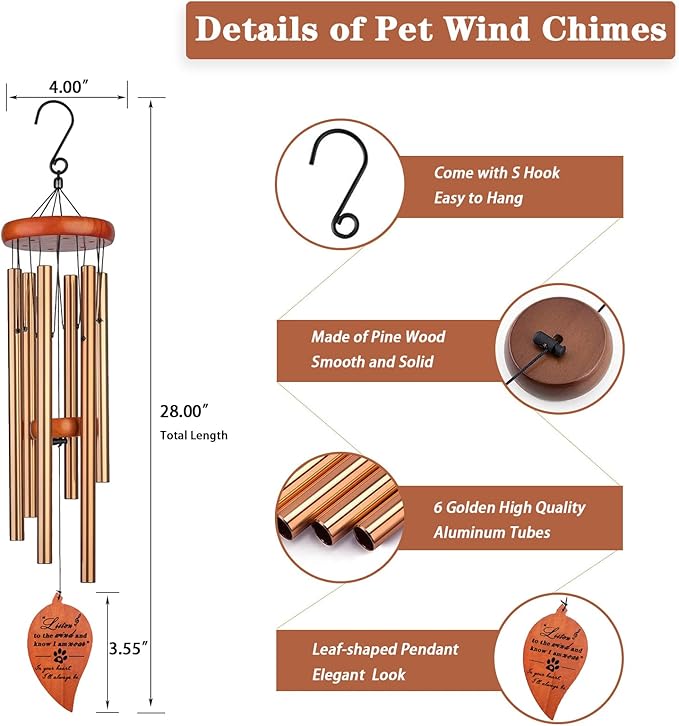 Pet Memorial Wind Chime, Dog Memorial Gifts for Loss of Dog, Pet Loss Gifts, Dog Sympathy Condolence Bereavement Passing Away Gift
