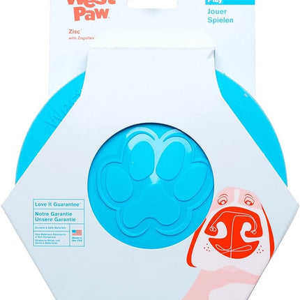 West Paw Zogoflex Zisc Dog Flying Disc, High Flying Aerodynamic Disc for Dogs Puppy – Lightweight, Floatable Disc for Fetch, Tug of War, Catch, Play – Doubles as Food/Water Bowl, Small 6.5", Aqua Blue
