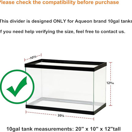 Acrylic Aquarium Divider Kit 5.5/10 / 20L / 20H / 29 / 40B / 55/75 / 125gal Fish Tank with Suction Cups (10gal)