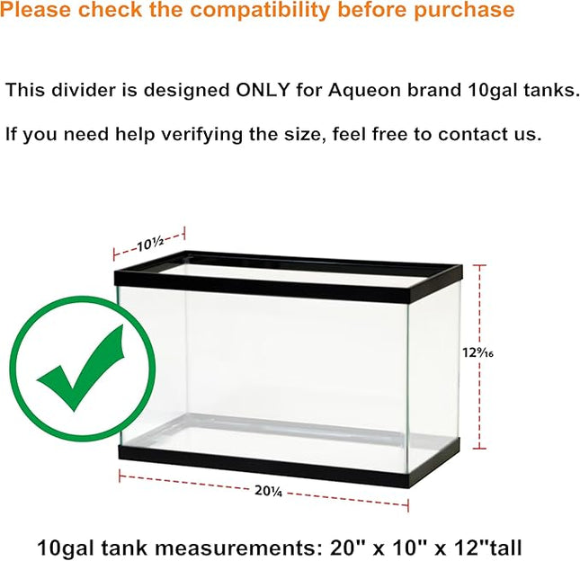 Acrylic Aquarium Divider Kit 5.5/10 / 20L / 20H / 29 / 40B / 55/75 / 125gal Fish Tank with Suction Cups (10gal)