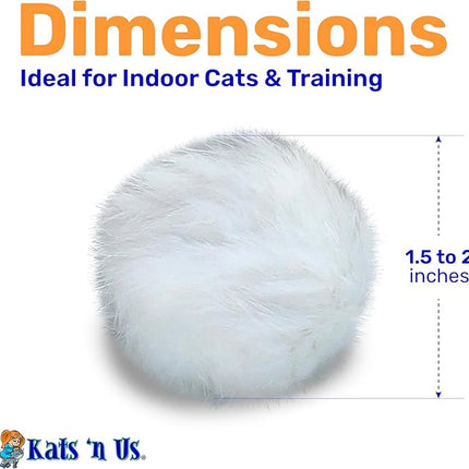 Kats'N Us Real Rabbit Fur Cat Ball Toy - Interactive Pom Pom, Plush, and Puff Balls for Indoor Cats and Kittens - Natural Color Cat Toy Balls - 5 Pack (White, 1.5-2 inch)