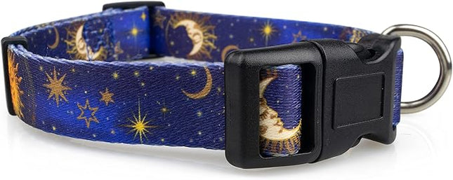 Limeloot Celestial Moon Dog Collar for Small Dogs, Male or Female Dog Collar with Moon, Stars, and Sky, Small