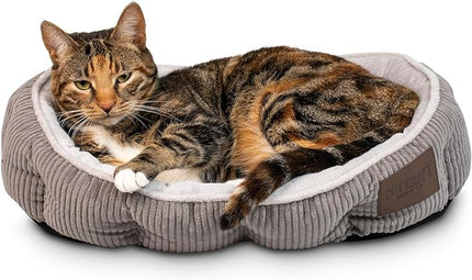 Pet Craft Supply Cat Bed for Indoor Cats - Kitten Bed - Machine Washable - Ultra Soft - Self Warming - Refillable Catnip Pouch,Grey,19x14x5 Inch (Pack of 1)