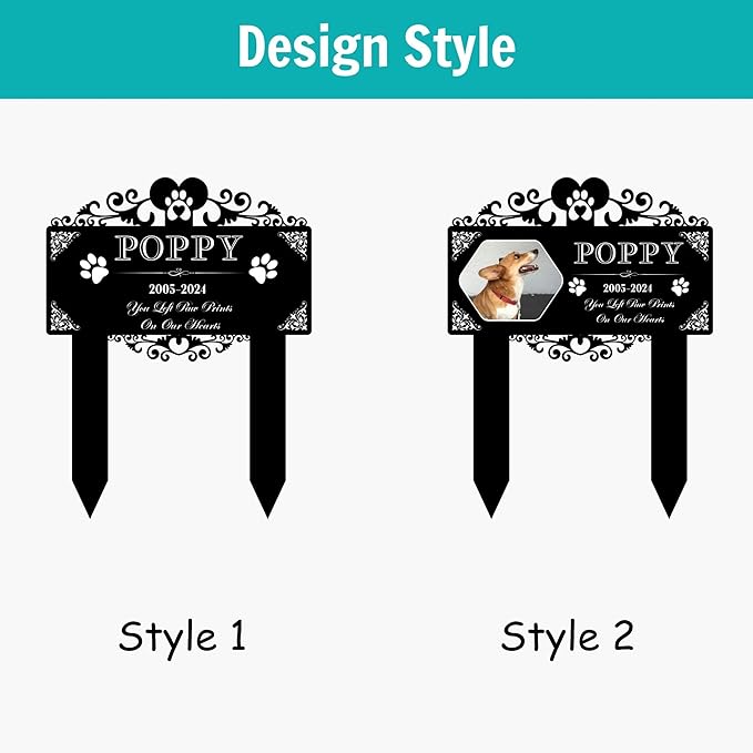 Custom Pet Grave Markers Dog | Custom Pet Headstones for Dogs | Best Memorial Gifts to Tribute Four-Legged Companions | Personalized Grave Marker for Furry Friends with Hexagonal Photo Frame