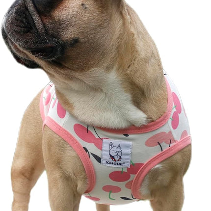 iChoue 100% Breathable Cotton French Bulldog Halloween Cartoon T Shirts Cute Clothes for Medium Dogs Vest Tank Tops Frenchie Pug Small Puppy English Boston Terrier Cherry - Large