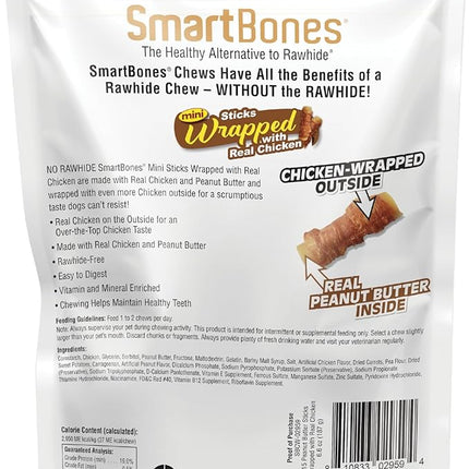 SmartBones Mini Chicken-Wrapped Sticks For Dogs With Real Peanut Butter, Rawhide-Free Dog Chew, 15 count