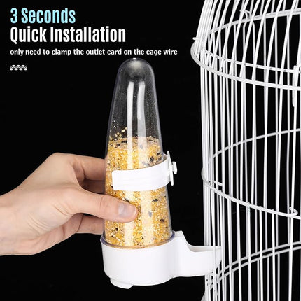 Weewooday 4 Pieces Automatic Bird Feeder Cage Water Dispenser Bird Water Feeder Hamster Cage Waterer Accessory Drinker Bottle for Hamster Parrot(Trendy Style,Blue, White,280 ml)