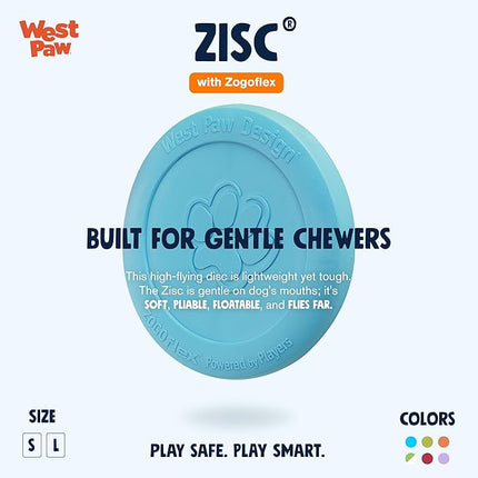 West Paw Zogoflex Zisc Dog Flying Disc, High Flying Aerodynamic Disc for Dogs Puppy – Lightweight, Floatable Disc for Fetch, Tug of War, Catch, Play – Doubles as Food/Water Bowl, Small 6.5", Aqua Blue