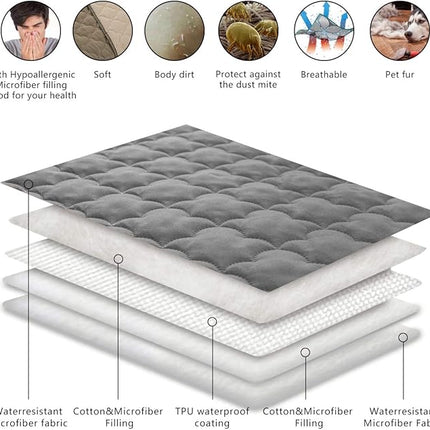 SPXTEX Dog Bed Cover Washable Pee Pads Dog Blankets for Puppy Large Dog Cat,Sofa Reversible Changing Pad Reusable 1 Piece（82"x102",Beige+Grey）