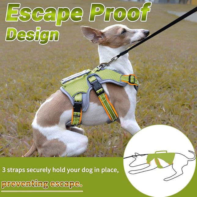BELPRO Multi-Use Support Dog Harness, Escape Proof No Pull Reflective Adjustable Vest with Durable Handle, Dog Walking Harness for Big/Active Dogs (Green, S)