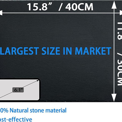 Extra Large 15.7 × 11.8" Reptile Basking Platform, Reptile Slate, Basking Rock, Slate Tiles Rocks for Reptiles,Terrarium Bowls for Bearded Dragon Tortoise Turtle Ball Python Snake Lizard Gecko