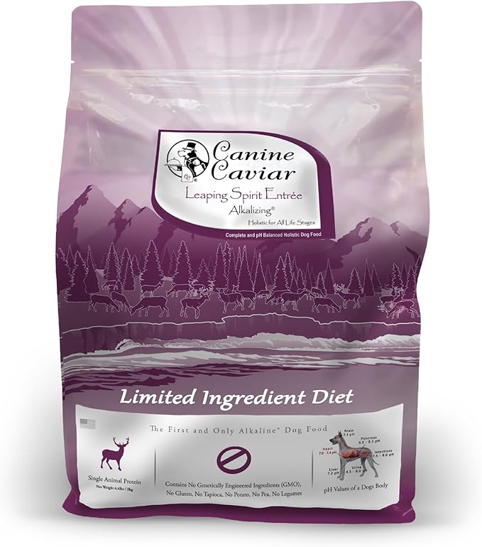 Canine Caviar - Leaping Spirit: Venison & Pearl Millet Alkaline Dry Dog Food, Limited Ingredients, Gluten-Free, Based on Science & Research, Veterinary Alternative Diet (4.4 Pound Bag)