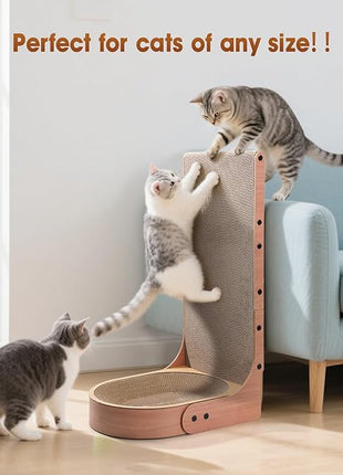 Cat Scratcher, 2 in 1 Multifunctional L Shape Cat Scratch Pad Wall Mounted with Oval Cat Bed Bowl for Indoor Cats (1 PCS Cat Scratcher)