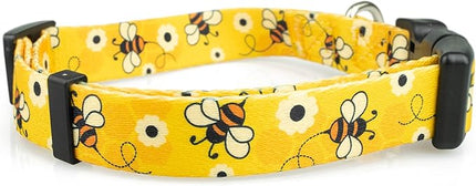 Limeloot Bees Dog Collar, Adjustable Dog Collar for Male and Female Dogs, Large