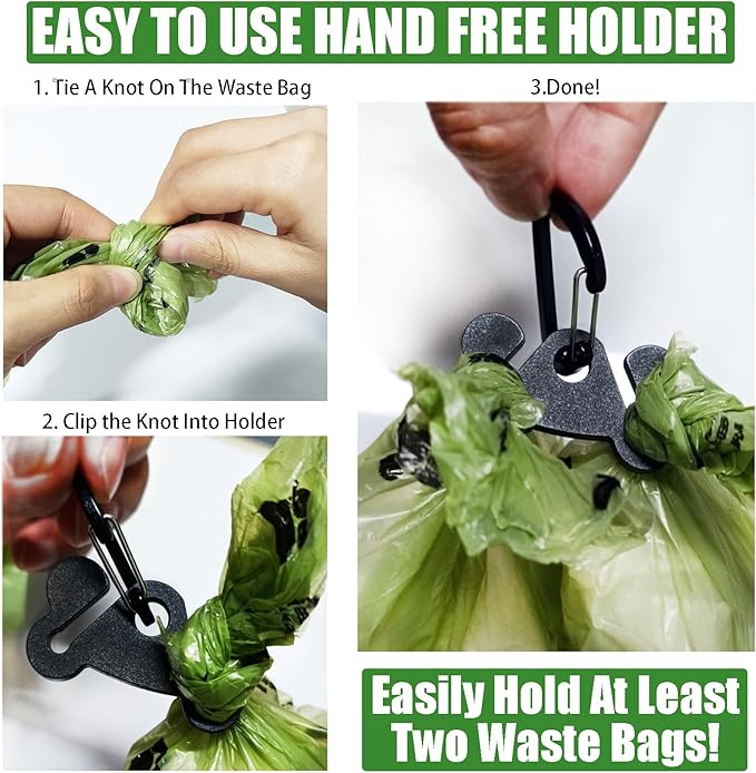 2PCS Dog Poop Bag Holder Dogs Waste Bag Carrier Pet Poop Bags Holders for Doggie Waste Bags Dispensers, Clip Carrier for Leash Small Doggy Puppy Hand Free Walking Accessory Attachment, Black