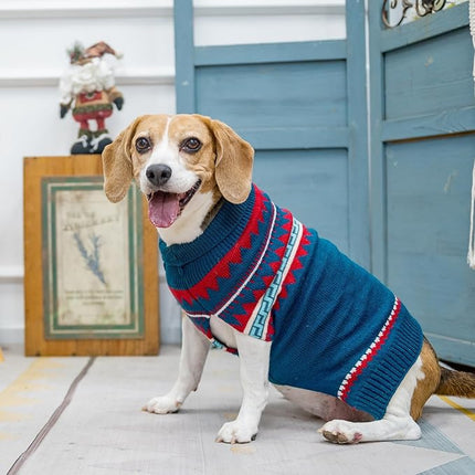 BINGPET Dog Sweater,Elastic Medium Dog Puppy Sweater for Dog Girls Boys,Sleeveless Turtleneck Knit Sweaters for Large Medium Dogs,Christmas Dog Sweater for Fall Winter Navy Blue,M