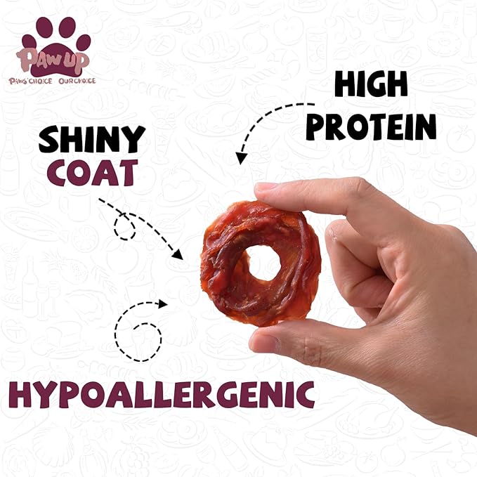 Duck Jerky Rings Dog Treats, Natural Dog Duck Jerky Treats w/Taurine, High Protein Snacks for Small Medium Large Dogs, 12.5 oz