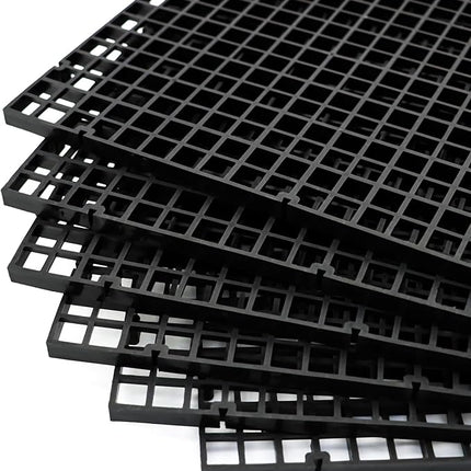 Aquarium Fish Tank Bottom Isolation 8 Pcs, Plastic Egg Crate Grid Divider Tray Egg (S 8pcs Black)