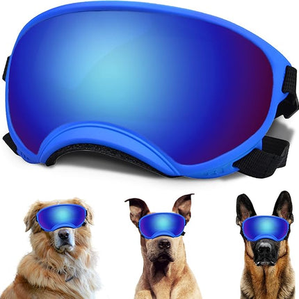 Large Dog Sunglasses with Adjustable Strap UV Protection, Winproof Dog Puppy Sunglasses, Suitable for Medium-Large Dog Pet Glasses, Dogs Eyes Protection(Colorful)