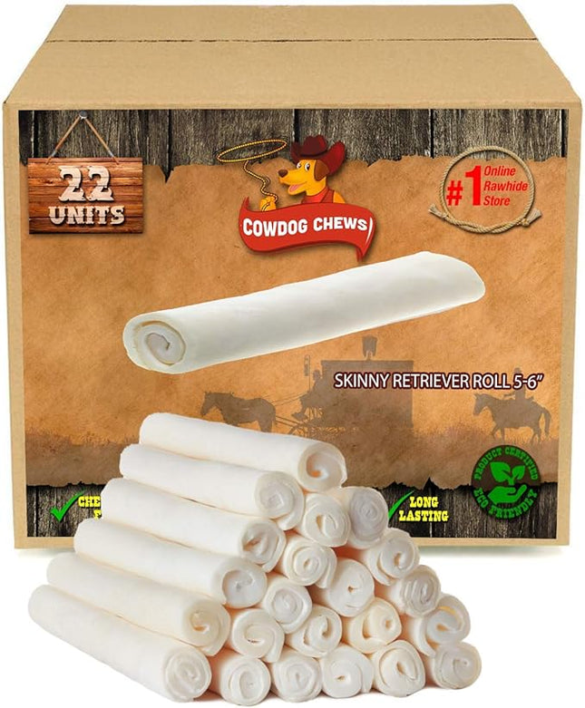Cowdog Chews 5-6 Inches Rawhide Retriever Roll - Chewing Dog Treat, 100% Natural - Natural Grass Fed Livestock Sourced (22 Pack)