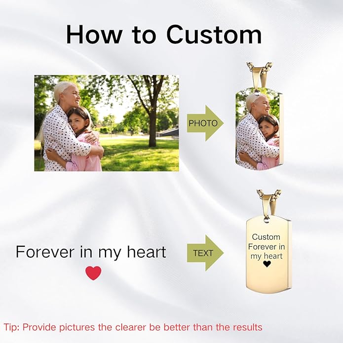 Personalized Ashes Necklace for Men Women Pet Custom Photo Text Urn Necklace Customized Engraving Holder Memorial Cremation Jewelry Keepsake Memorial Gifts