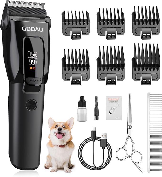 Dog Clippers for Grooming for Heavy Thick Coat, 3-Speed Low Noise Dog Grooming Kit, Electric Quiet Dog Hair Trimmer,Cordless,Rechargeable, Pet Hair Shaver for Small and Large Dogs Cats