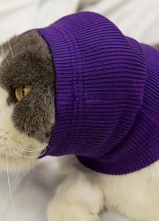 Cat Hematoma Ear Wrap, Cat Ear Wrap Cats Anxiety Relief – Noise Canceling for Fireworks, Thunderstorms Purple S
