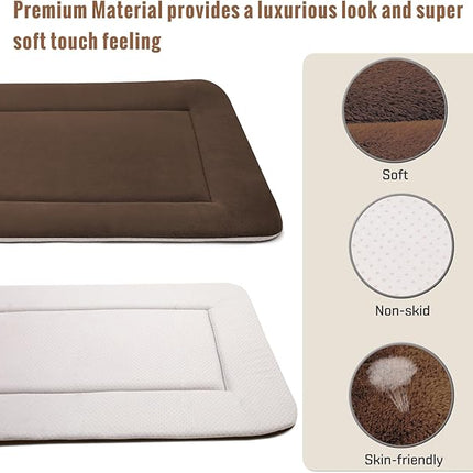 Magic Dog Large Dog Bed - Soft Crate Pad, 42 Inch Machine Washable Pet Bed Kennel Pad with Non-Slip Bottom, Dark Coffee