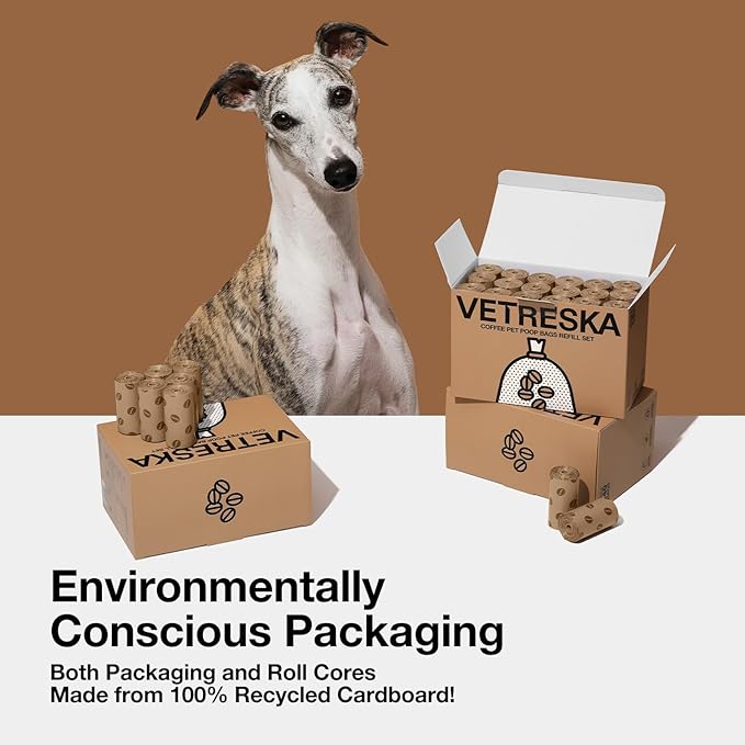 VETRESKA Dog Poop Bags, 540 Count Coffee Scented Waste Bags, Leak Proof, Extra Thick, 9" x 13" Large Dog Pet Bags for Dogs and Cats - (36 Rolls)