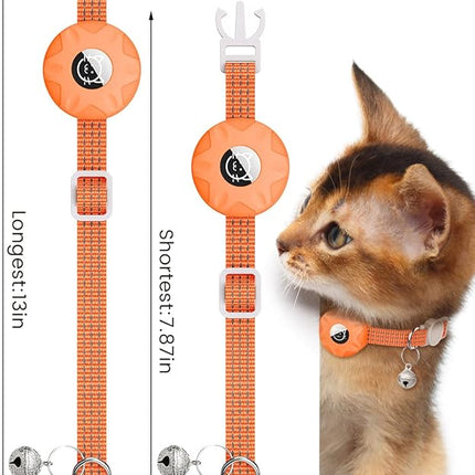 Apple AirTag Cat Collar, GPS Tracker Kitten Collar with Breakaway Feature, Lightweight and Reflective, Perfect for Cats and Puppies (Orange)