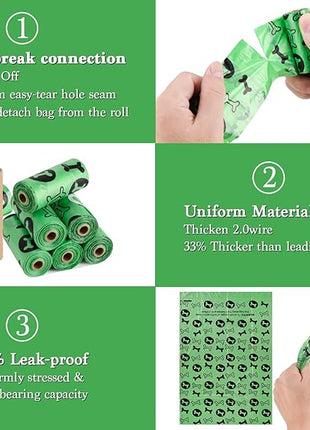 Biodegradable Dog Poo Bags with Holder-240 Large Poop Bags, Corn Starch Blended Compostable Poo Bag, Extra Thick Strong Leak Proof Poop Waste Bag for Dogs (Green)