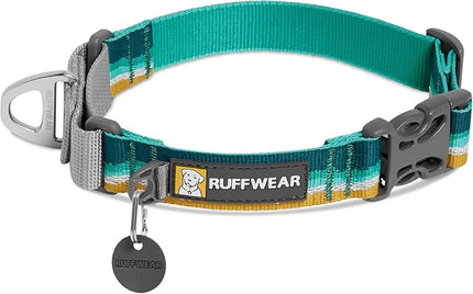 Ruffwear, Web Reaction Dog Collar, Escape-Proof Security Buckle, Adjustable Anti-Slip Martingale Collar with Durable Nylon Tubelok Webbing & Silent ID Attachment, Seafoam, 23"-26"