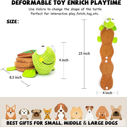 Dog Puzzle Toys - Enrichment Squeaky Crinkle Snuffle Treat Dispensing Smart Dog Toys for Boredom and Stimulating, Durable Plush Toys for Large Medium Small Breed - Turtle