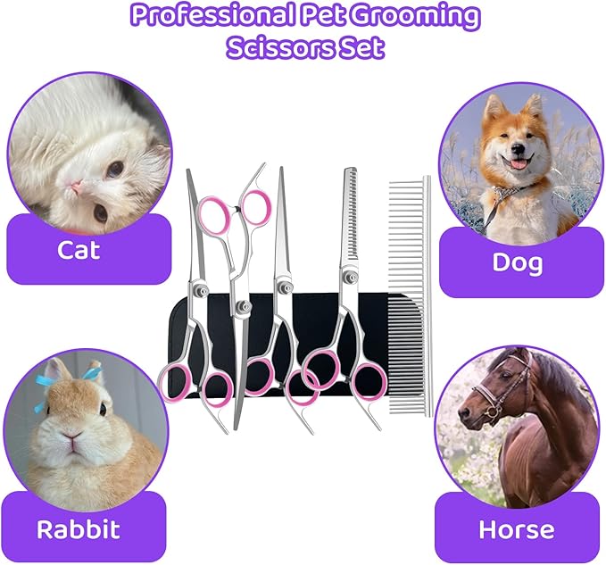 8-in-1 Dog Grooming Scissors Set with Stainless Steel Professional Ergonomic Grooming Scissors for Dogs at Home Perfect for Small and Large Dogs