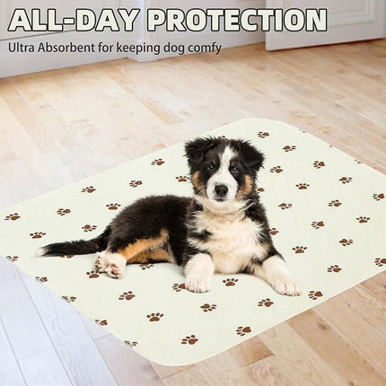 PUPTECK Washable Pee Pads for Dogs - Waterproof Reusable Puppy Potty Training Pads Whelping Mat - Fast Absorption Non-Slip Pet Food Feeding Mat (Beige, 34x36 Inch (Pack of 2))