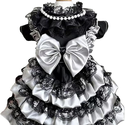 Fashion Sweet Puppy Dog Lace Princess Dress for EXTRAL Small and Small Dog C-Black X-Large