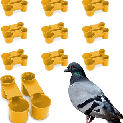 kathson 20 Pcs Bird Drinker Feeder Plastic Soda Pop Water Bottle Cup Ideal for Chicken Pigeons Birds Feeder Trough Animal Feeding Accessories(Yellow)