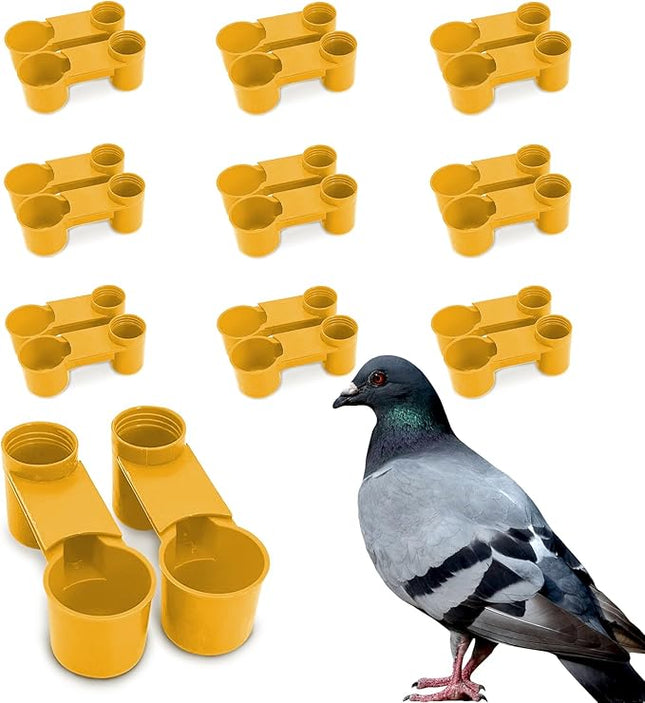 kathson 20 Pcs Bird Drinker Feeder Plastic Soda Pop Water Bottle Cup Ideal for Chicken Pigeons Birds Feeder Trough Animal Feeding Accessories(Yellow)