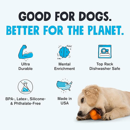 WEST PAW Zogoflex Tux Treat Dispensing Dog Chew Toy – Interactive Chewing Toy for Dogs – Dog Games for Aggressive Chewers, Fetch, Catch – Holds Kibble, Treats, Small 4",Periwinkle