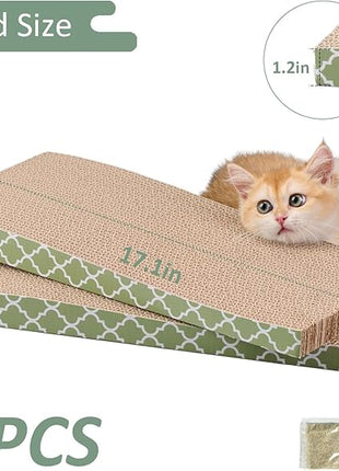 Cat Scratcher Cardboard Scratching Pads Scratch with Catnip 2PCS Reversible Corrugated Cardboard