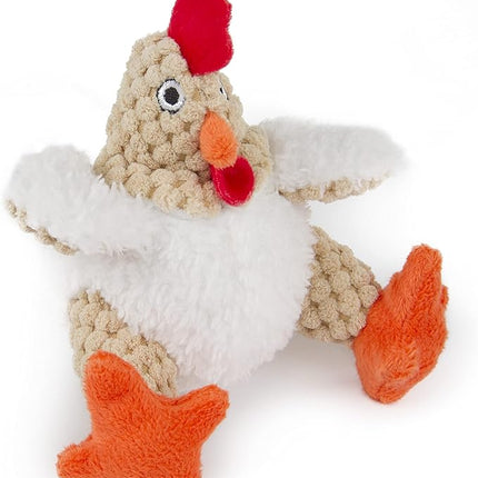 goDog Checkers Just For Me Fat Rooster Squeaky Plush Dog Toy, Chew Guard Technology - White, Mini